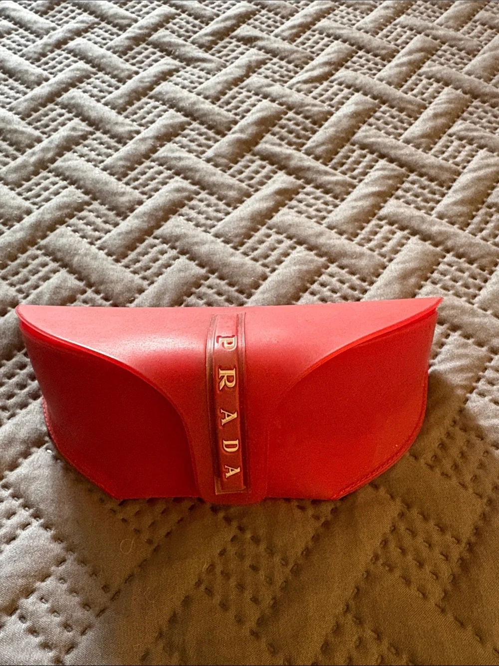 Prada Red Sunglasses Case with White Logo